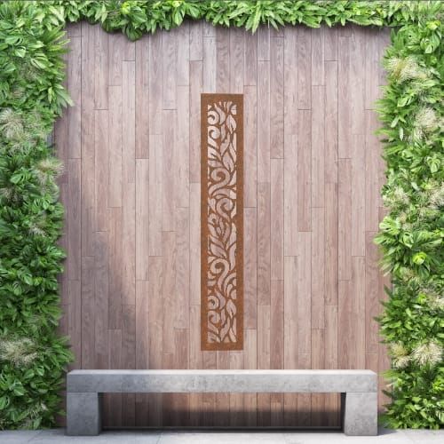 Steel Privacy Screen Botanical - Free Standing - 1800mm x 300mm Steel Corten