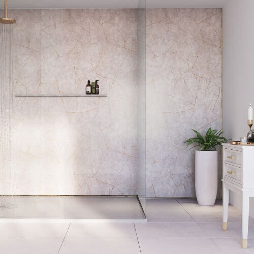 Laminate Shower Wall Panel Square Edge - 900mm x 2440mm x 10.5mm Gold Slate Gloss