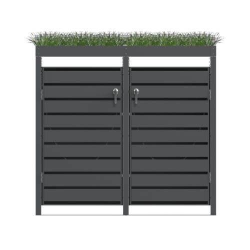 Ecoscape Double Bin Store with Planter - 1320mm x 800mm x 1240mm Charcoal