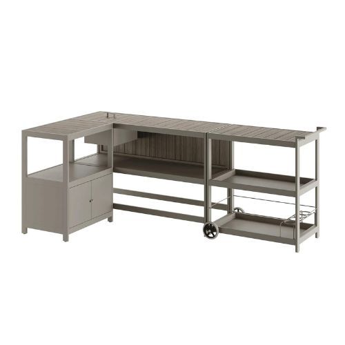 Ecoscape Outdoor Kitchen Units Set of 3 - Trolley, Worktop & Cabinet Taupe