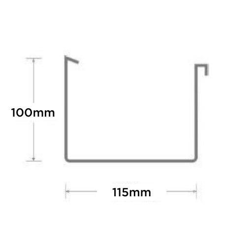 Zinc Large Box Gutter - 115mm x 2.4mtr Length