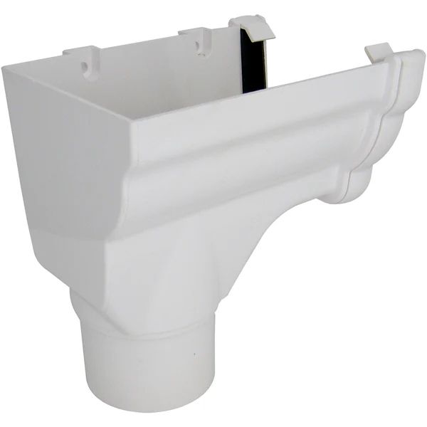 FloPlast Ogee Gutter Stopend Outlet Left Hand for 80mm Downpipe - 110mm x 80mm White