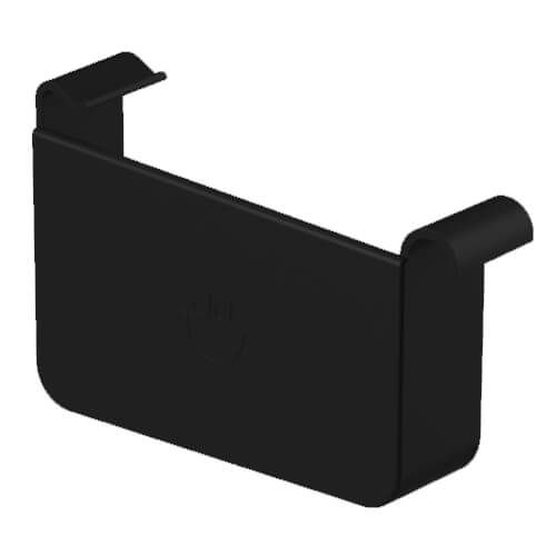 Square Steel Gutter Left Hand Stopend - 125mm Black