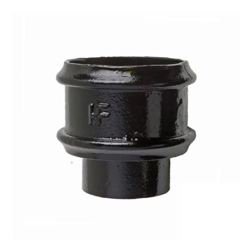 Cast Iron Round Downpipe Non-Eared Loose Socket with Spigot - 100mm Black