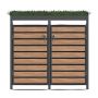 Ecoscape Double Bin Store with Planter - 1320mm x 800mm x 1240mm Charcoal & Woodgrain