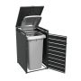 Ecoscape Single Bin Store with Lid - 680mm x 800mm x 1160mm Charcoal & Woodgrain